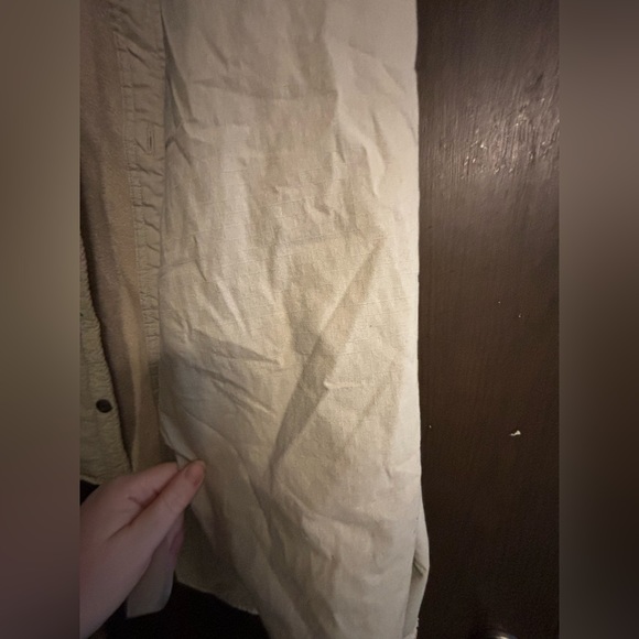 Levis Sherpa Canvas Denim Jacket Mens Large Beige Trucker Snap Button - Picture 6 of 9